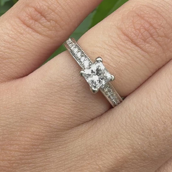 14K White Gold Natural Diamond Ring 0.82 Carats IGI Certified