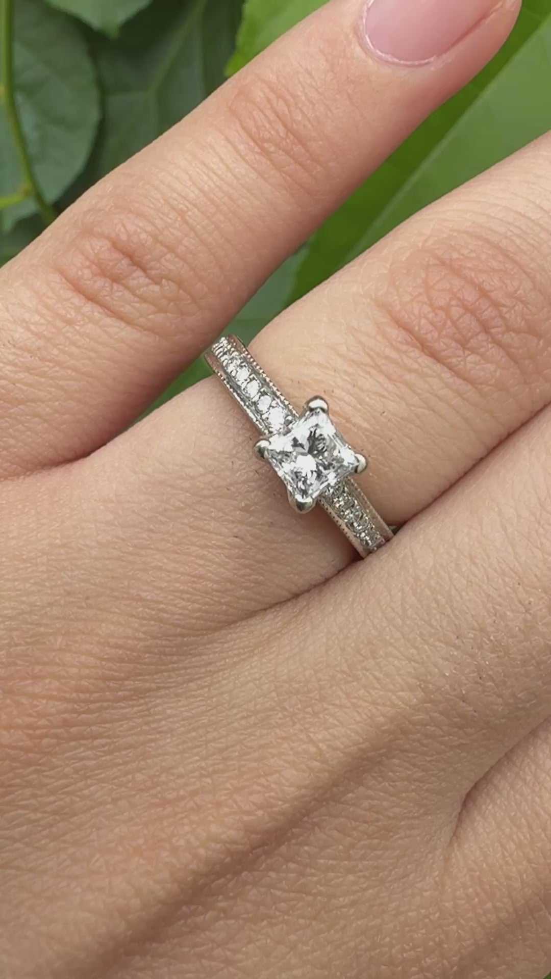 14K White Gold Natural Diamond Ring 0.82 Carats IGI Certified