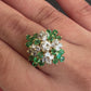 14K Yellow Gold Diamond & Emerald Cluster Ring – 0.89 TCW Ring Size 8.75