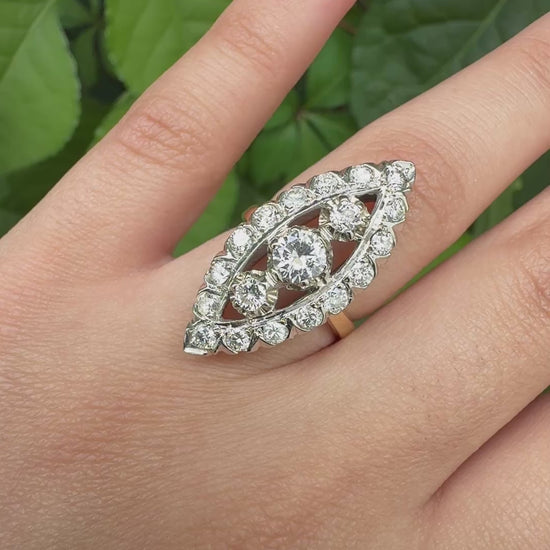 14K White & Yellow Gold Ring with 1.67 Carats of Natural Diamonds, Size 6