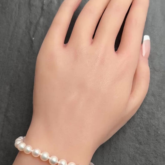 Mikimoto 18K Yellow Gold Akoya Pearl Bracelet Full Set– 6.5mm Pearls, 7 1/2”