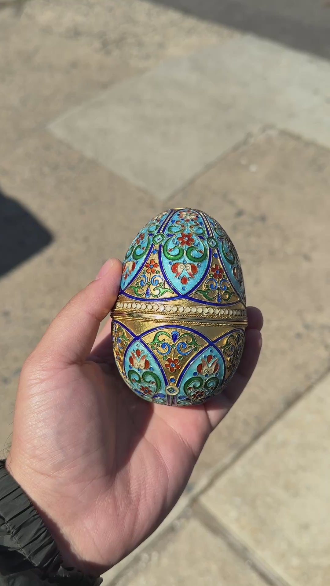 Fantastic Antique Russian Enamel Silver Egg Fine Enamel Details