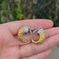 Carrera y Carrera 18K Gold Pave Diamond Textured Hoop Earrings Vintage