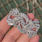 Antique Art Deco 8ctw Old European Diamond Platinum Brooch Pin IGI Certified