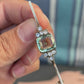 IGI Certified Antique Green Beryl & White Sapphire Bar Brooch 10K Gold & Silver