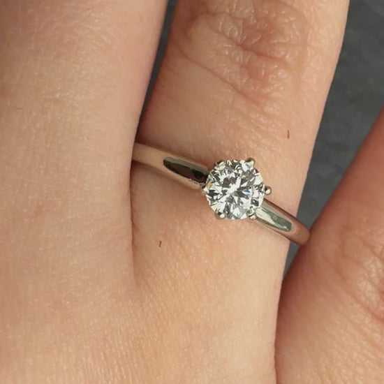 Classic 14K White Gold Diamond Solitaire Ring – 0.38 Carat Ring Size 7.5