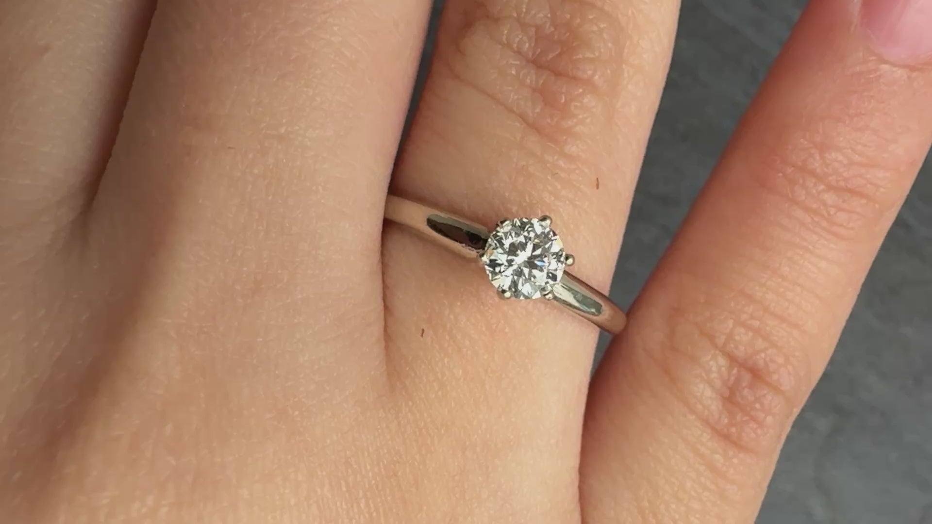 Classic 14K White Gold Diamond Solitaire Ring – 0.38 Carat Ring Size 7.5