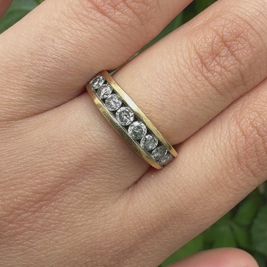 Fabulous 14K Yellow Gold Band With Natural Diamonds .90 Carats IGI Certified