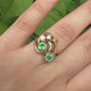 IGI Certified 14K Yellow Gold Ring with 0.70ct Natural Emeralds 0.25ct Diamonds