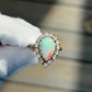 Vintage 14k White Gold Pear Opal & Diamond Halo Cocktail Ring Size 9