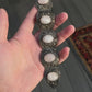 Fabulous Chinese Woven Silver Floral Rose Quartz Stone Bracelet