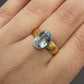 Antique 1800s 18K Yellow Gold Ring w/ Blue Lab-Grown Spinel – Oval Brilliant