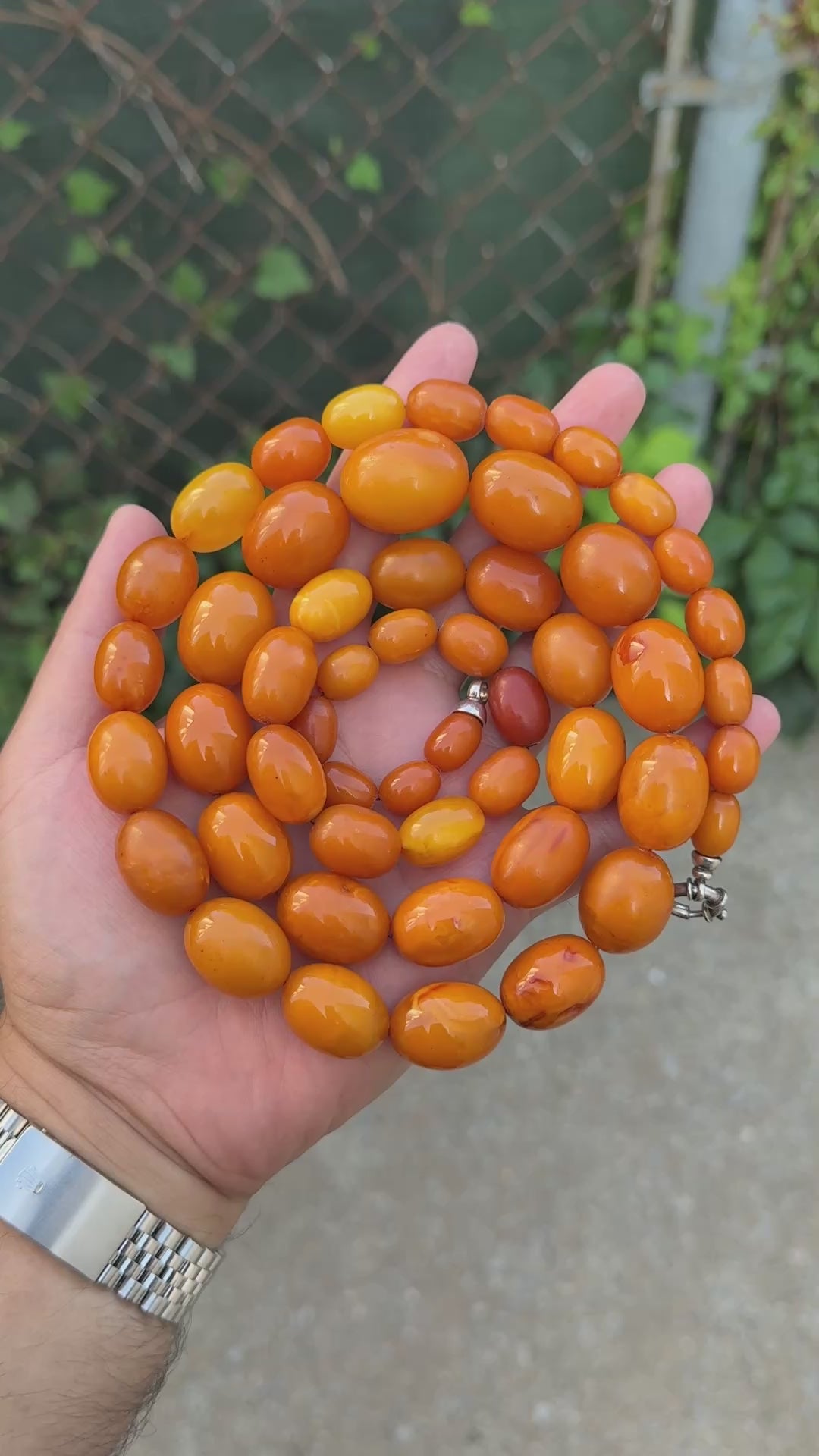 Antique Baltic Butterscotch Yolk Amber Graduated Oval Bead Necklace - 143g 40"