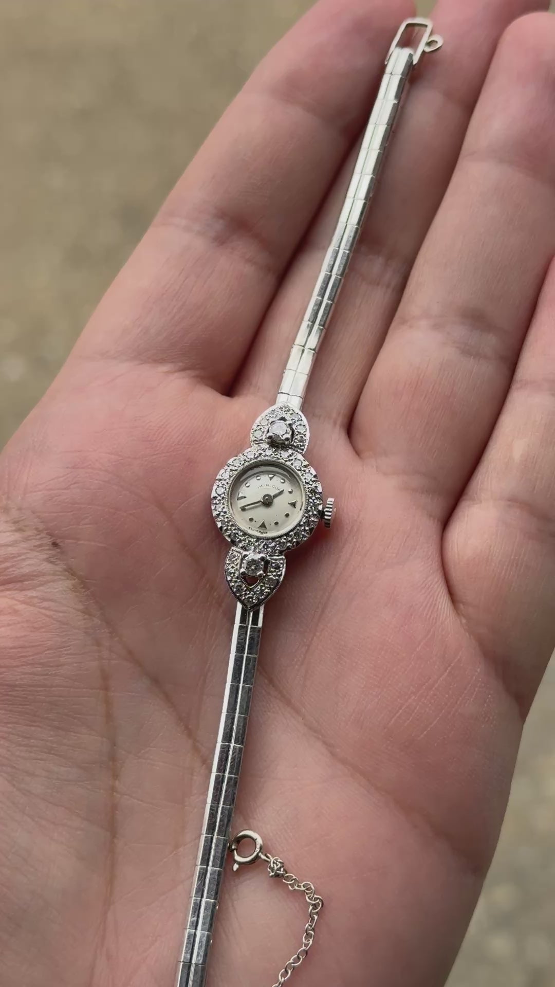 Exquisite Art Deco 14K White Gold & Diamond Ladies Cocktail Watch