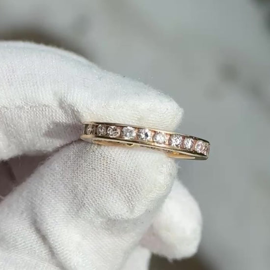 14K Yellow Gold Diamond Eternity Band Ring 0.75 CTW Near Colorless Size 6