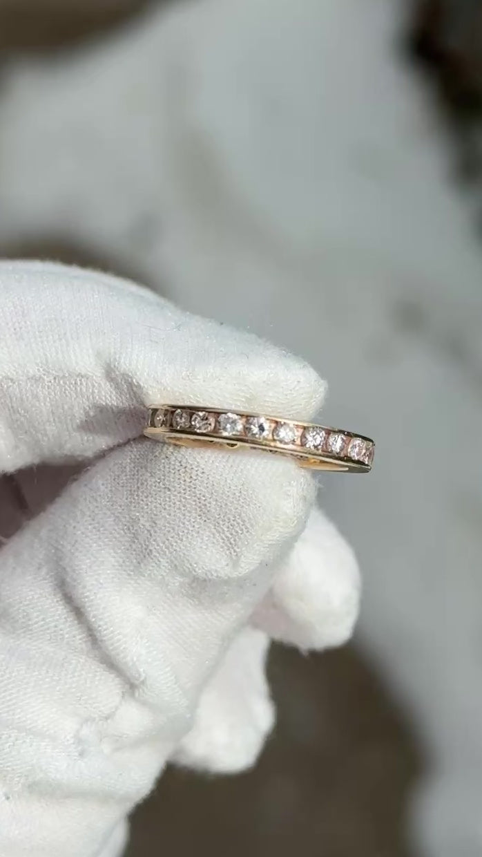 14K Yellow Gold Diamond Eternity Band Ring 0.75 CTW Near Colorless Size 6