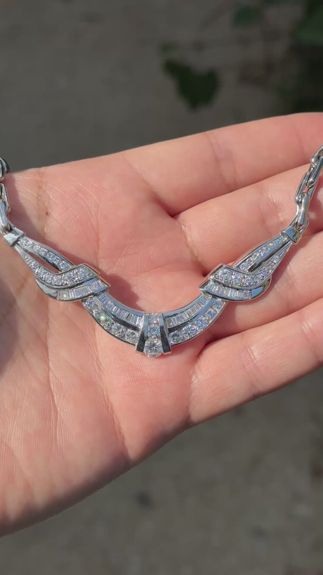 IGI Certified 14K White Gold Diamond Necklace 5.25 TCW Natural Diamonds