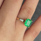 14K Yellow Gold Ring with 1.36ct Vivid Green Emerald & Diamond Size 6.25
