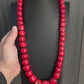 Red Coral Beaded Necklace Bamboo Coral Dyed 269.13 Grams