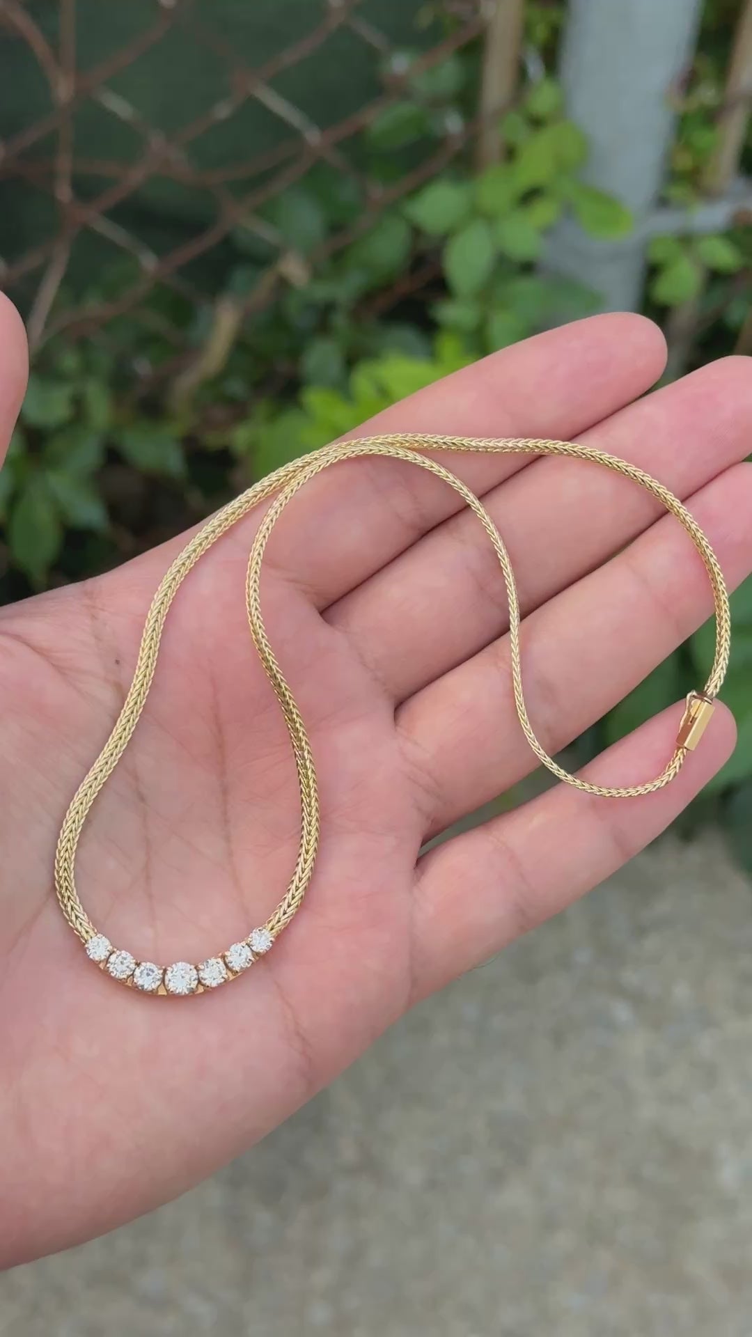 1.60 CTW 7-Stone Diamond Graduated Necklace in 14K Yellow Gold – 15" – IGI Cert.