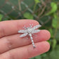 18K White Gold Dragonfly Diamond Brooch Pin 0.65ctw VS Clarity Pavé Pin