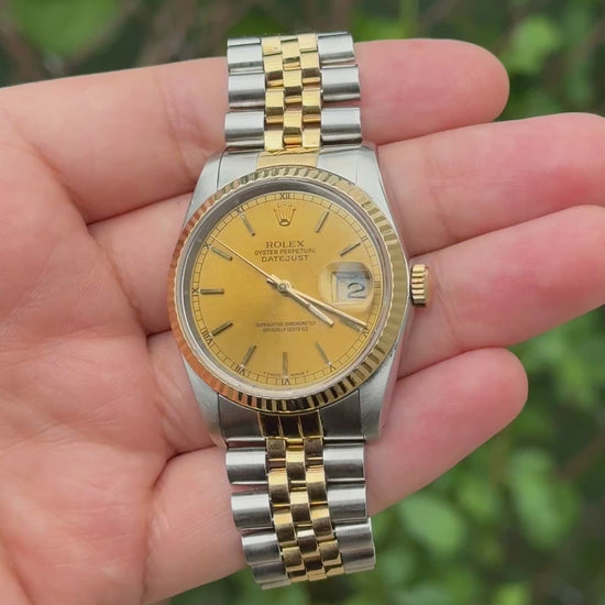 Rolex Datejust 36 Ref. 16233 Two-Tone 18k Gold SS Champagne Stick Dial L Series