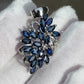 IGI Certified 14K White Gold Sapphire & Diamond Pendant 3.15 CTW Floral Design