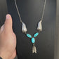 Superb Sterling Silver Native American Navajo Feather Turquoise Necklace