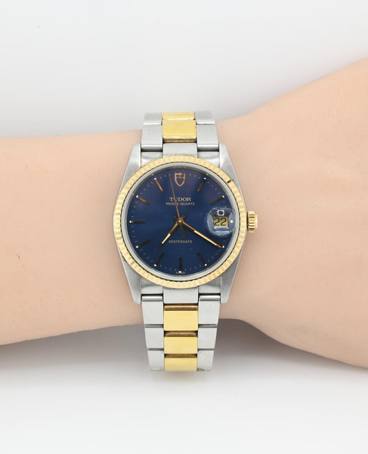 Tudor Prince Oysterdate Quartz - Two-Tone Blue Dial Vintage Classic